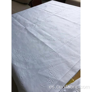 Tejido de poliéster blanco en relieve 3d para textiles para el hogar